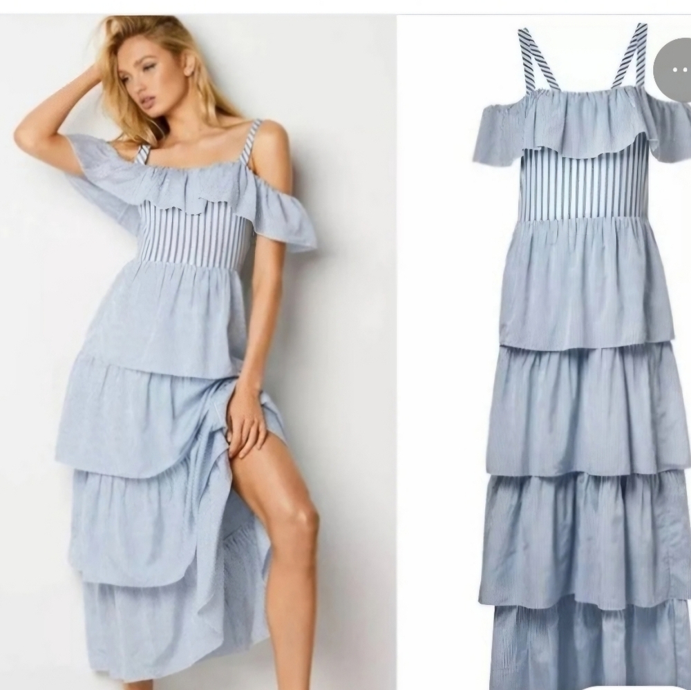 Victoria's Secret Dream Angel ruffle tier maxi dress size Large in light blue